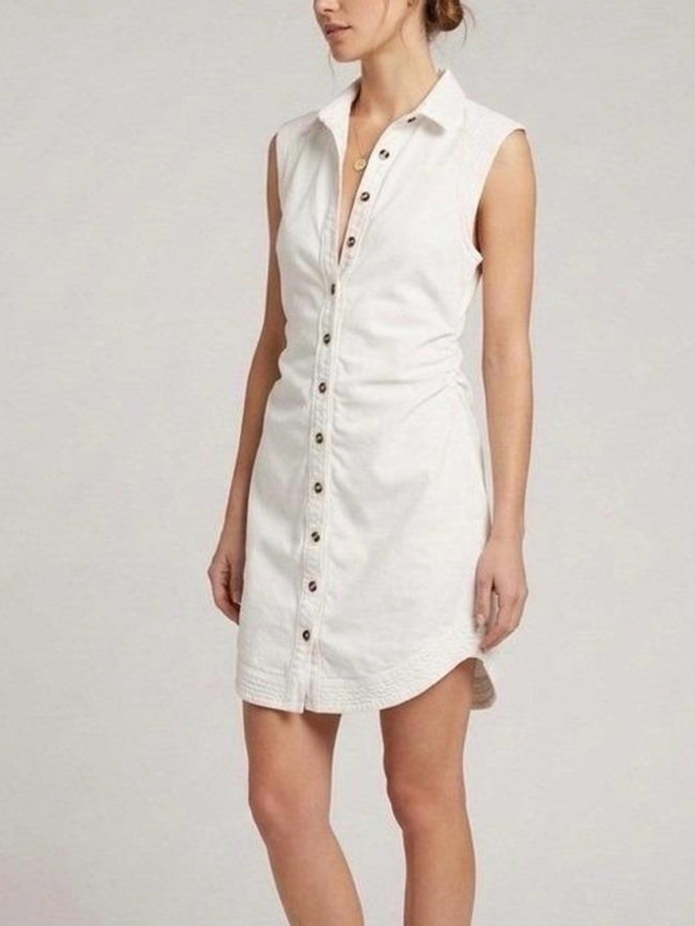 Anthropologie Pilcro White Sleeveless Button-Down Cotton Blend Dress size M - Picture 3 of 9